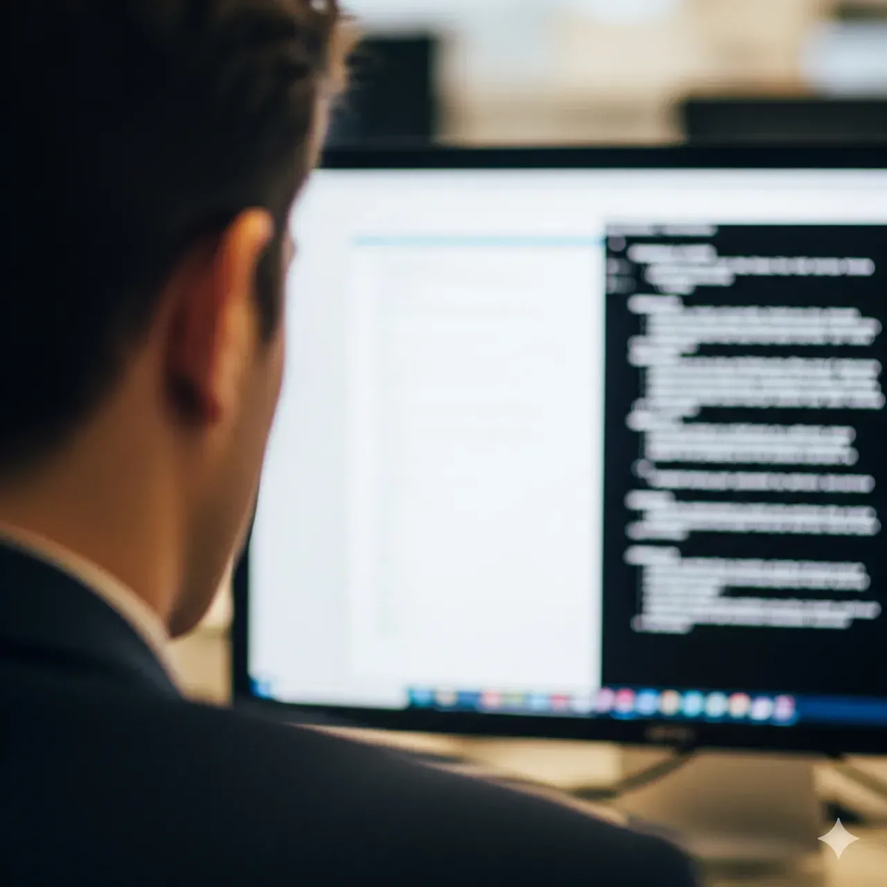 man achter computer